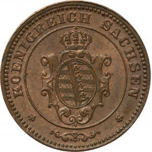 Germany, Saxony, Johann V, 1 Pfennig Dresden 1865 B - ex. Dr. Max Blaschegg