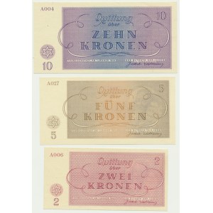 Czechoslovakia (Theresienstadt Ghetto), 2-10 Kronen 1943 (3 pcs.)