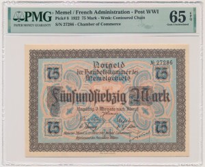 Memel (Klaipeda), 75 Mark 1922 - PMG 65 EPQ