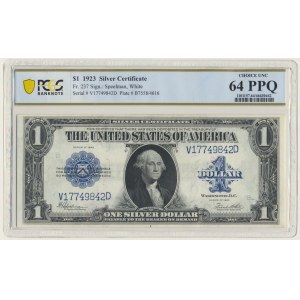 USA, Silver Certificate, 1 dolar 1923 - Speelman & White - PCGS 64 PPQ
