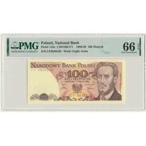 100 złotych 1986 - LP - PMG 66 EPQ - pierwsza seria rocznika