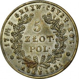 November Uprising, 5 zloty Warsaw 1831 KG - FORGERY, ex. Korski