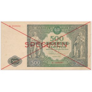 500 złotych 1946 - SPECIMEN - A 1234567/8900000 -