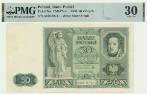 50 złotych 1936 - AH - ex. PMG 30 - BARDZO RZADKA SERIA