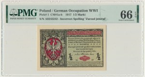 1/2 marki 1916 - Jenerał - A - PMG 66 EPQ