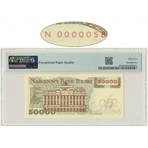 50.000 złotych 1989 - N 0000058 - PMG 65 EPQ - bardzo niski numer seryjny