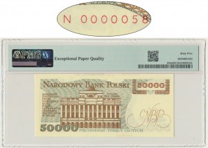 50.000 złotych 1989 - N 0000058 - PMG 65 EPQ - bardzo niski numer seryjny