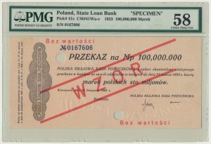 Envoi de fonds, 100 millions de marks 1923 - MODÈLE - No 0167606 - PMG 58 - GRANDE PERFORMANCE