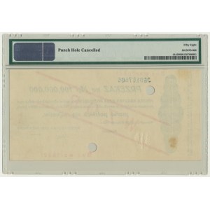 Przekaz, 100 milionów marek 1923 - WZÓR - No 0167606 - PMG 58 - DUŻA PERFORACJA