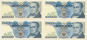 Zestaw, 100.000 złotych 1990 (4 szt.) - rzadsze serie