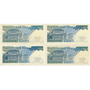 Zestaw, 100.000 złotych 1990 (4 szt.) - rzadsze serie