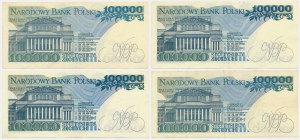 Zestaw, 100.000 złotych 1990 (4 szt.) - rzadsze serie