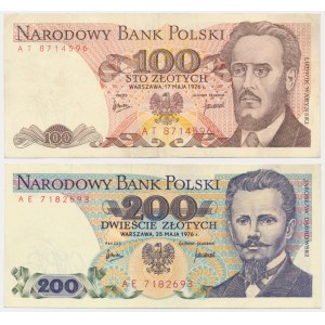 Zestaw, 100-200 złotych 1976 - AT i AE (2 szt.) - rzadsze serie