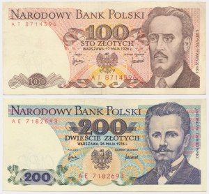 Zestaw, 100-200 złotych 1976 - AT i AE (2 szt.) - rzadsze serie