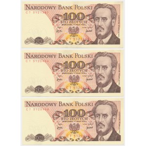 100 złotych 1976 - CT (3 szt.)