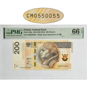 200 złotych 2015 - CM 0550055 - PMG 66 EPQ - ciekawy numer
