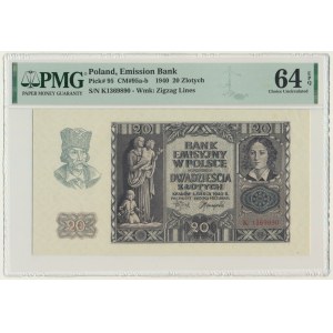 20 złotych 1940 - K - PMG 64 EPQ