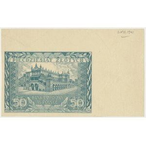 50 złotych 1941 - destrukt rewers bez poddruku