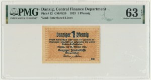 Danzig, 1 Pfennig 1923 - October - watermark 