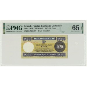 Pewex, 20 centów 1979 - HN - mały - PMG 65 EPQ