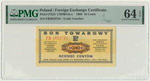 Pewex, 10 centów 1969 - FB - PMG 64 EPQ
