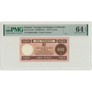 Pewex, 2 centy 1979 - HO - mały - PMG 64 EPQ