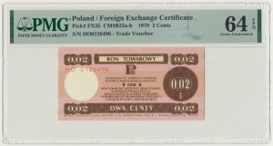Pewex, 2 centy 1979 - HO - mały - PMG 64 EPQ