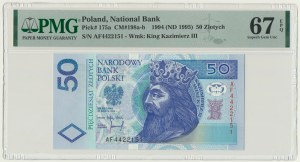 50 złotych 1994 - AF - PMG 67 EPQ - RZADKA SERIA
