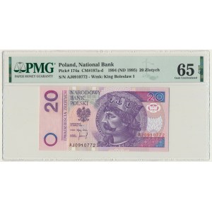 20 złotych 1994 - AJ - PMG 65 EPQ - rzadsza seria