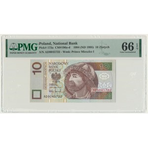 10 złotych 1994 - AD - PMG 66 EPQ - rzadka seria
