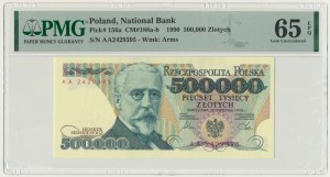 500.000 złotych 1990 - AA - PMG 65 EPQ - BARDZO RZADKA
