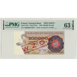 200.000 złotych 1989 - WZÓR - A 0000000 - No.0903 - PMG 63 EPQ