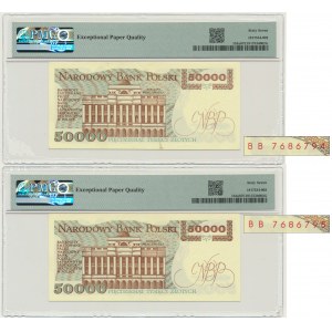 Zestaw, 50.000 złotych 1989 - BB - PMG 67 EPQ - kolejne numery (2 szt.)