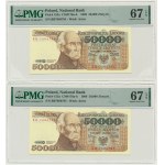 Zestaw, 50.000 złotych 1989 - BB - PMG 67 EPQ - kolejne numery (2 szt.)