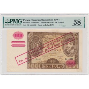 100 złotych 1934(9) z ORYGINALNYM przedrukiem - Ser.C.E. - PMG 58