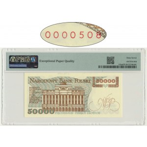 50.000 złotych 1989 - N 0000508 - PMG 67 EPQ - niski numer seryjny