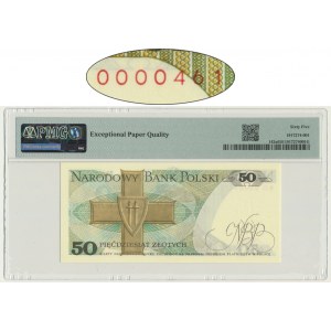 50 złotych 1975 - BD 0000461 - PMG 65 EPQ - niski numer seryjny
