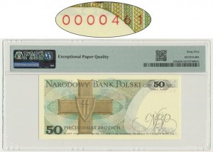 50 złotych 1975 - BD 0000461 - PMG 65 EPQ - niski numer seryjny