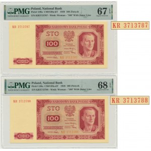 Zestaw, 100 złotych 1948 - KR - PMG 67-68 EPQ - kolejne numery (2 szt.)