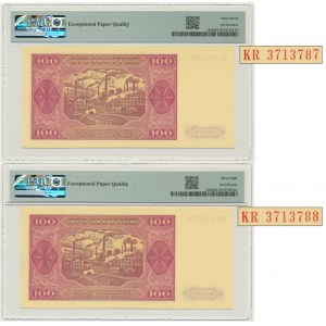 Zestaw, 100 złotych 1948 - KR - PMG 67-68 EPQ - kolejne numery (2 szt.)