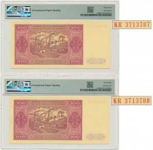 Zestaw, 100 złotych 1948 - KR - PMG 67-68 EPQ - kolejne numery (2 szt.)