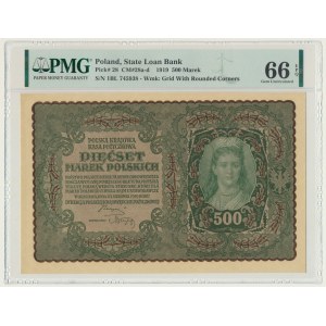 500 marek 1919 - I Serja BL - PMG 66 EPQ