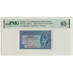 5 złotych 1939 - A - PMG 65 EPQ