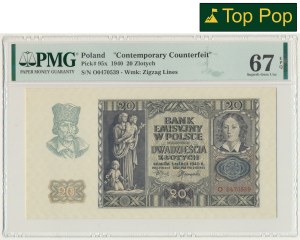 20 złotych 1940 - O - PMG 67 EPQ