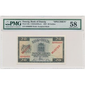 Danzig, 20 Gulden 1937 - SPECIMEN - PMG 58 - RARE