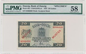 Danzig, 20 Gulden 1937 - SPECIMEN - PMG 58 - RARE