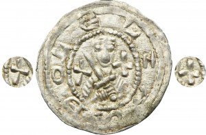 Boleslaw IV the Curly, Denarius undated - Three at the table, crosses