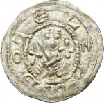 Boleslaw IV the Curly, Denarius undated - Three at the table, crosses