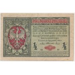1/2 marki 1916 - Jenerał - A - rzadka odmiana z numeratorem wiśniowym