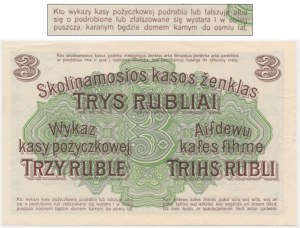 Posen, 3 Rubel 1916 - A 000953 - long clause - LOW NUMBER - RARE